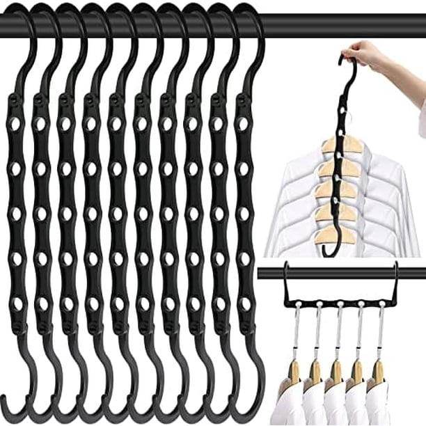 WeiHuan Toys 10 perchas mágicas, organizadores y almacenamiento de ropa de plástico resistente con 5 agujeros, organización que ahorra espacio, elementos esenciales para dormitorios universitarios (ne