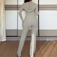 thumbnail image 4 of Wutalume Women's Slim Fit 2-Piece Set, Solid Color Zippered Top and Long Pants, Casual Fall and Spring Tracksuit Outfit,Beige XL, 4 of 6