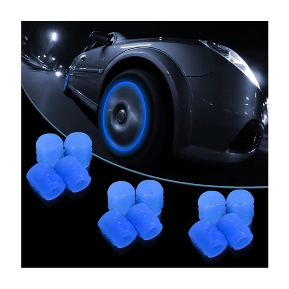 Tapones para válvulas de neumáticos AUKEPO Luminous, 12 unidades, para coche (azules)