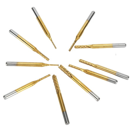 

10Pcs Engraving Milling Cutter Ti Coated PCB Carbide Bits 1/8in Shank Rotary Tools 1.03.0mm Final clear out Half price sale