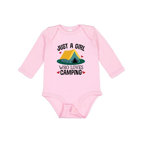 Inktastic Just a Girl Who Loves Camping Girls Long Sleeve Baby Bodysuit