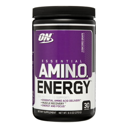 Optimum Nutrition Amino Energy Pre Workout + Essential Amino Acids Powder, Concord Grape, 30