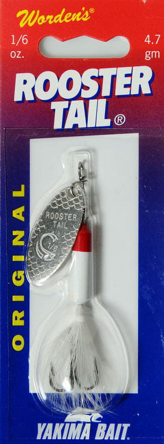 Yakima Bait Worden's Original Rooster Tail Lure, White & Red, 1/6 oz. 