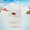 thumbnail image 2 of Christmas Santa Hat Winter Hats for Kids,Hat Gloves Scarf 3 Piece Set Knit Thick Winter Lined Windproof Ski Outdoor Warm Suit,Size:One Size, 2 of 3