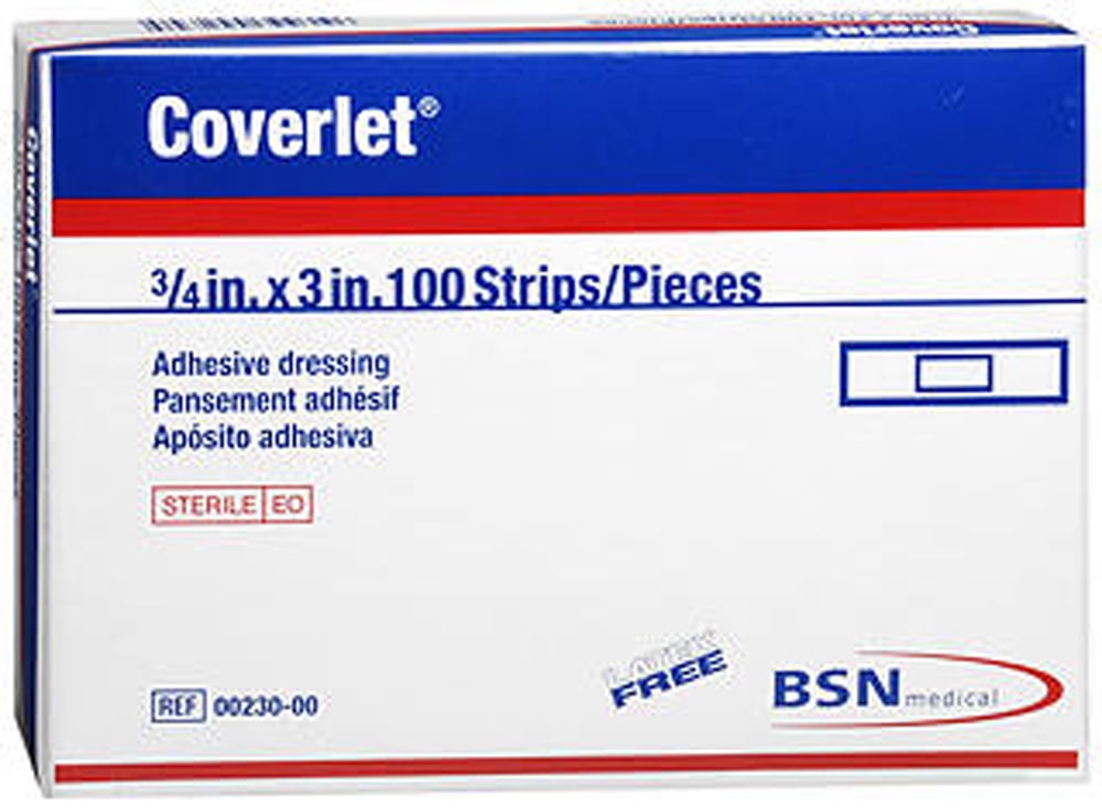 Coverlet 3/4" x 3" Fabric Adhesive Bandages, Strips 100 ea Walmart