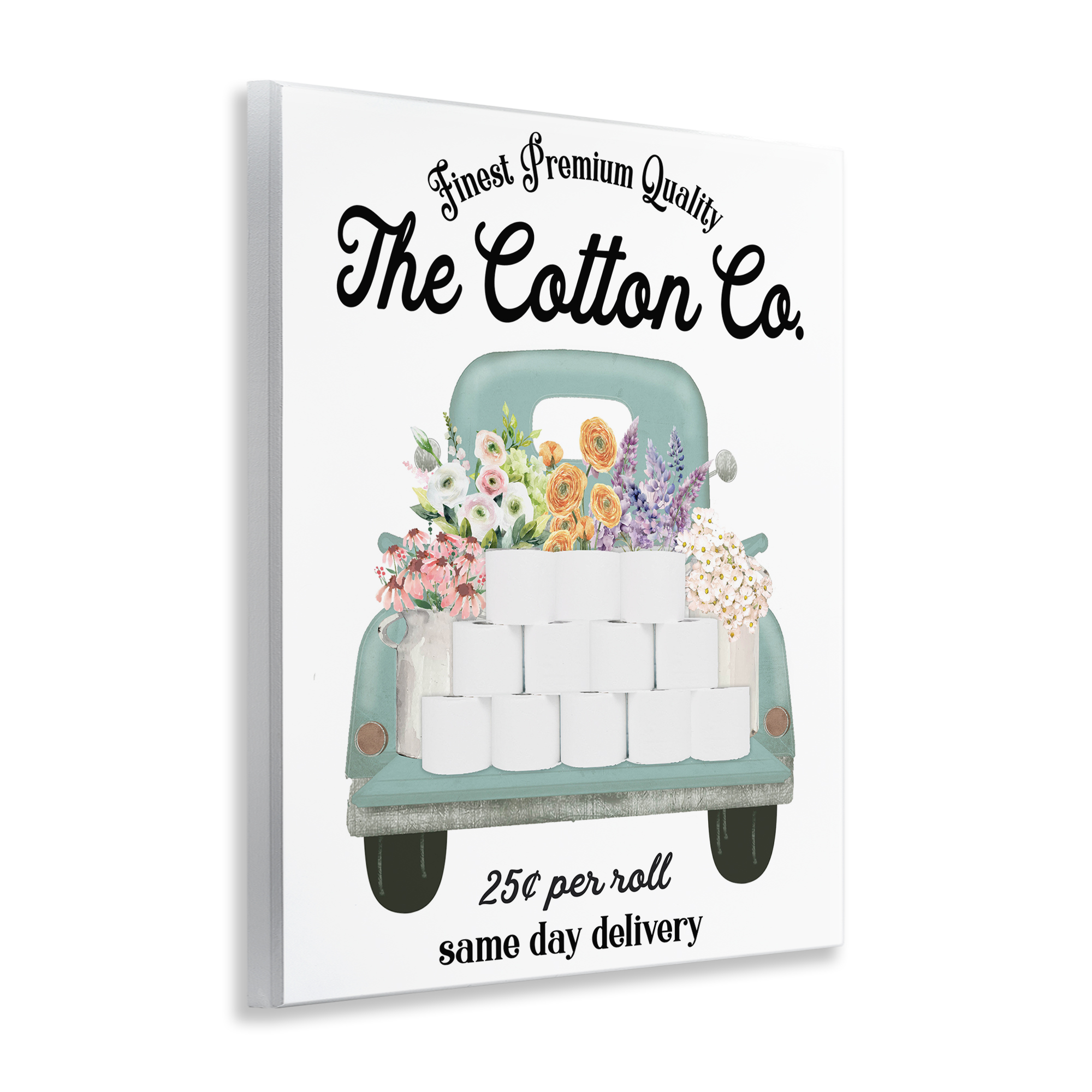 Toilet Paper Delivery Truck Wall Plaque Art, design by Lettered and Lined