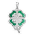 thumbnail image 3 of Finest Gold Sterling Silver Polished Enameled 4-Leaf Clover Pendant, 3 of 4