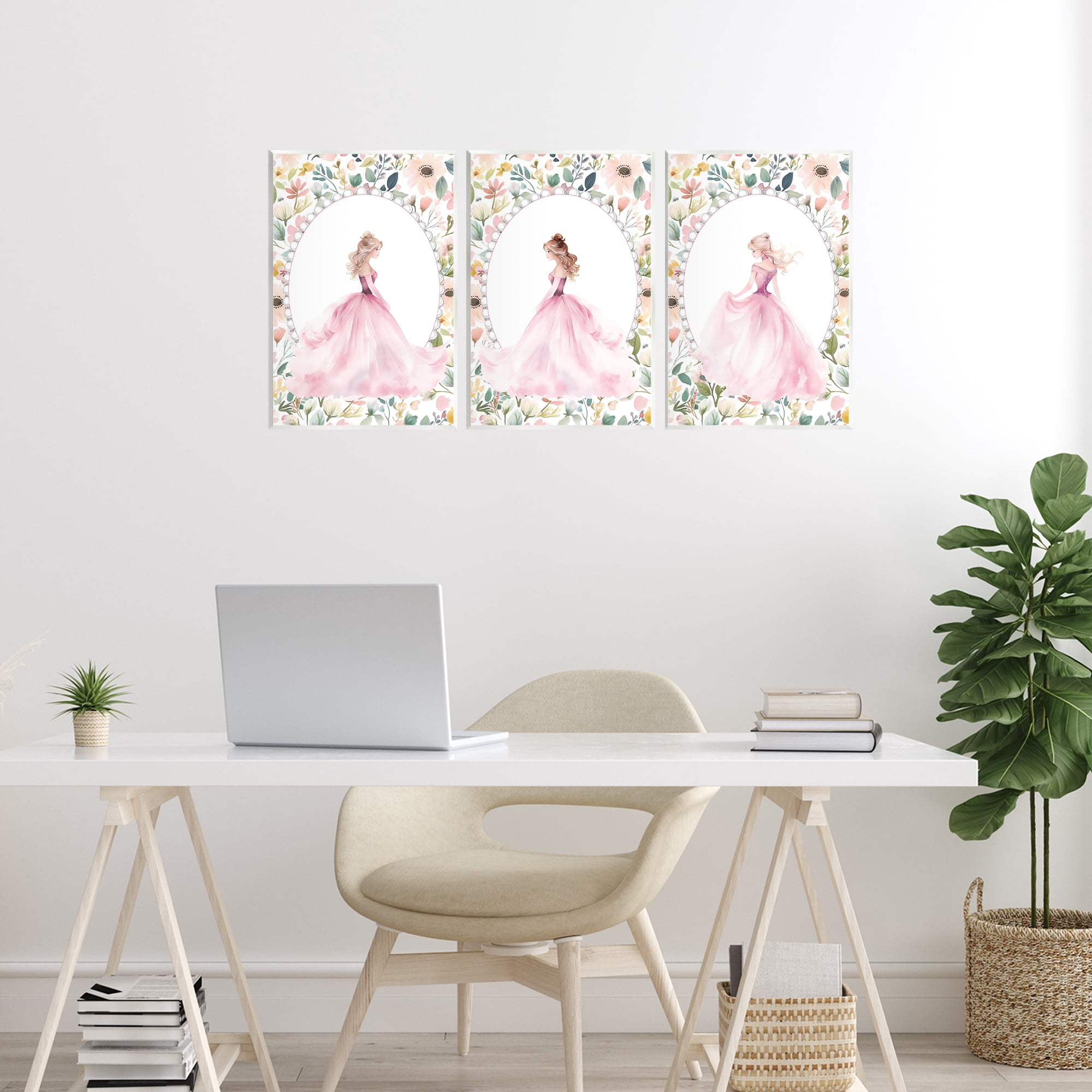 Stupell Industries Bordered Princess Love 3 Piece Wall Plaque Art Set, design by Christine Simpson Art