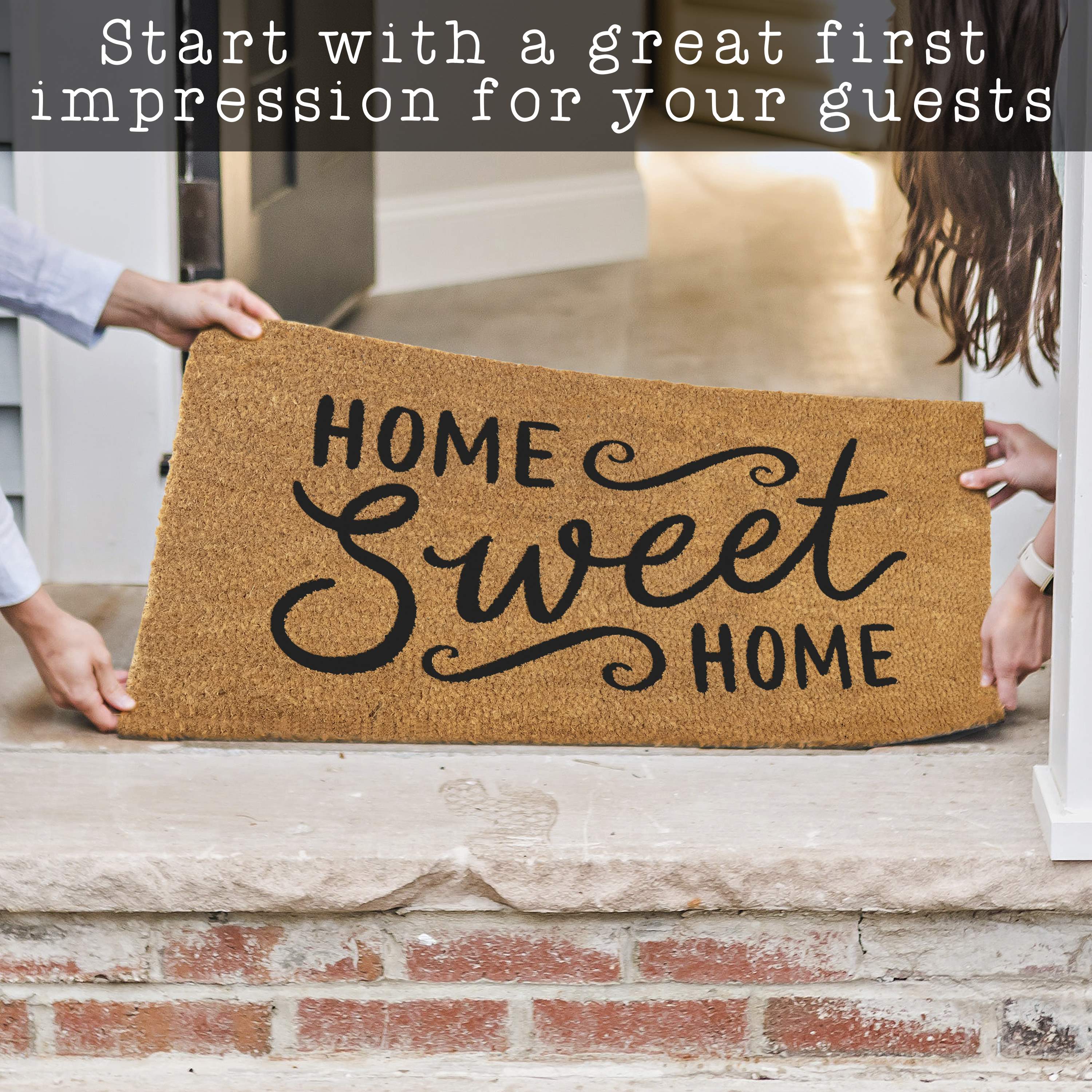 MAINEVENT Home Sweet Home Coir Doormat 30x17 Inch, Outdoor Welcome Mat