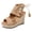 Beige, variant on Women's Platform Wedge Sandals Peep Toe Lace up Side Zipper Summer Booties Dressy Beach Vacation Casual Footwear Brown Size 7