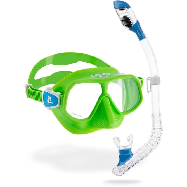 Kit de máscara y snorkel Cressi Rombo & Mini Dry, color lima