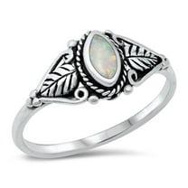 CHOOSE YOUR COLOR Vintage Bali White Simulated Opal Ring .925 Sterling Silver Band CZ Female Size 5