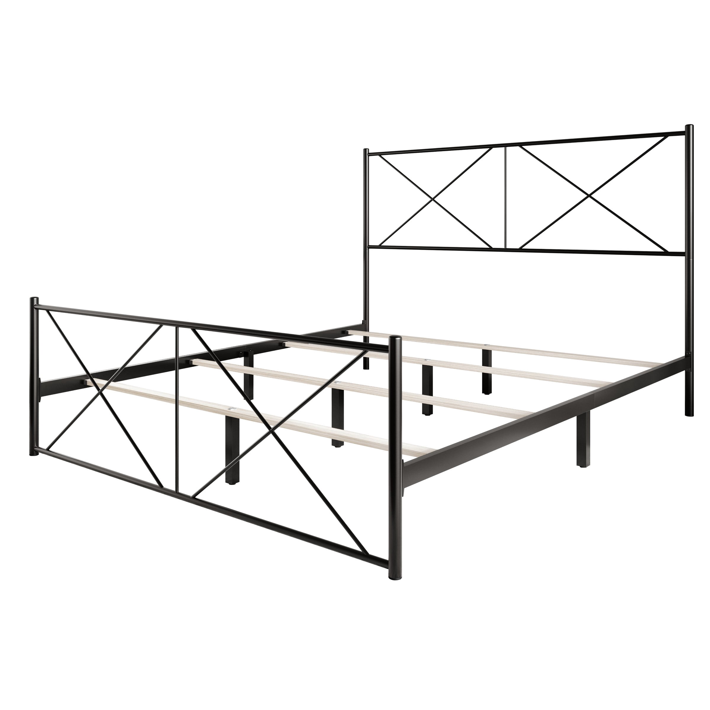 Home Design Sturgis Twin Metal Bed Frame for Adult Bedroom, Platform Style, Black