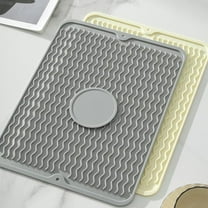 Dianli Non-Slip Drying Mat for Kitchen Counter, Sink, Refrigerator, Large Silicone Heat Resistant Drainer Mat, Easy Clean, Foldable, Food-Grade, Gray Beige, 11.8"x15.7", Multipurpose for Dishes, Pots