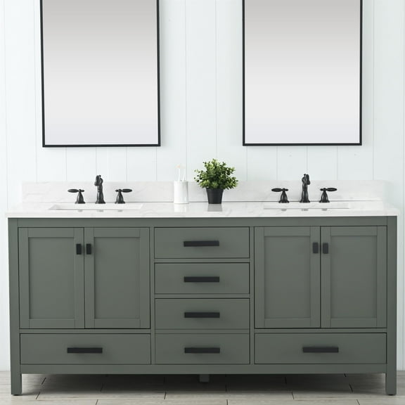 Design Element Valentino 72" Double Sink Bathroom Vanity in Verdant Green