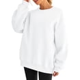 thumbnail image 2 of Chandails en Molleton Oversize pour Femmes Chandail à Capuchon en Polaire Col Rond Manches Longues Pulls Confortables Tenues de Mode Automne Blanc TTG, 2 of 9