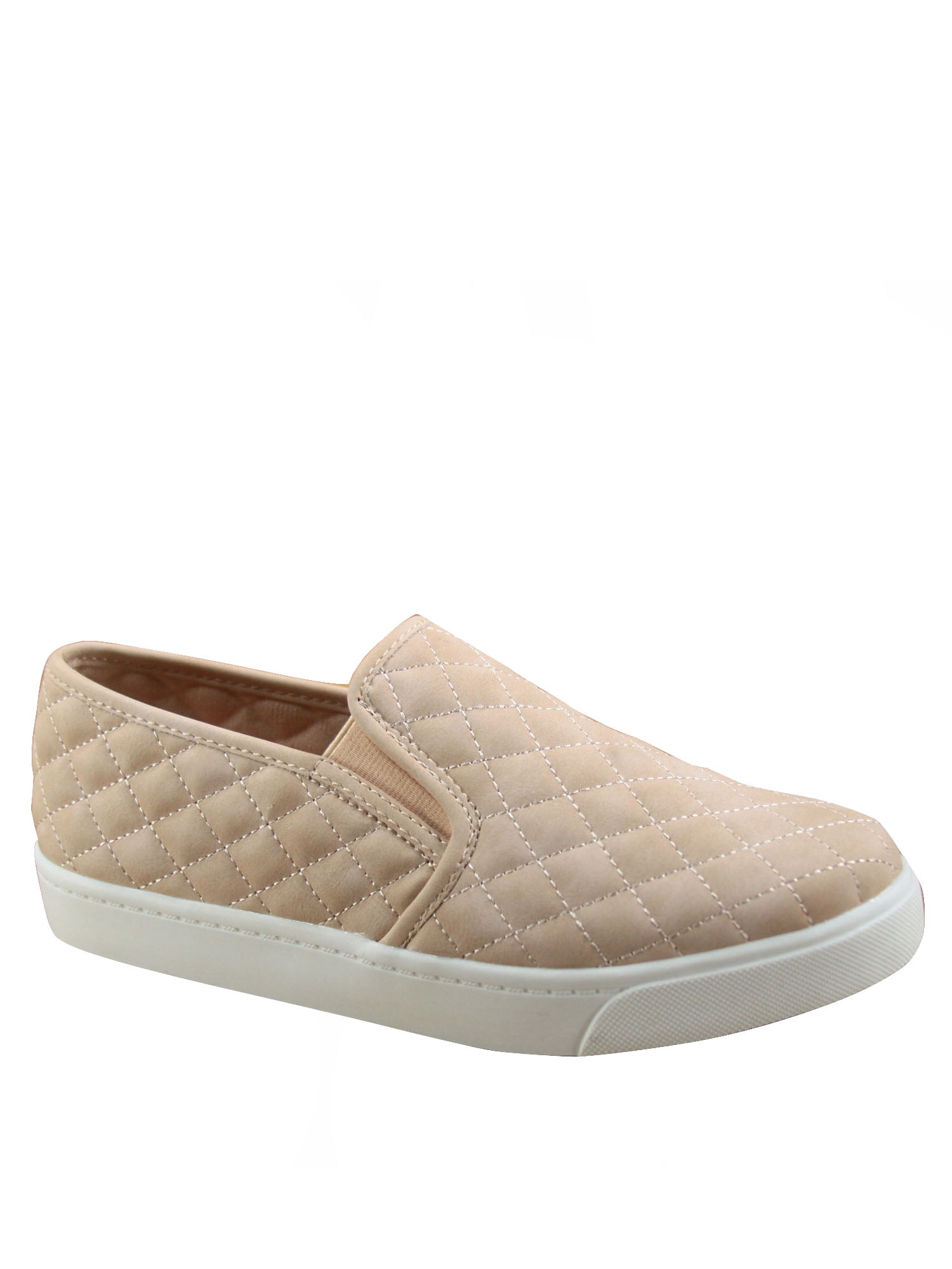 pink quilted slip on sneakers