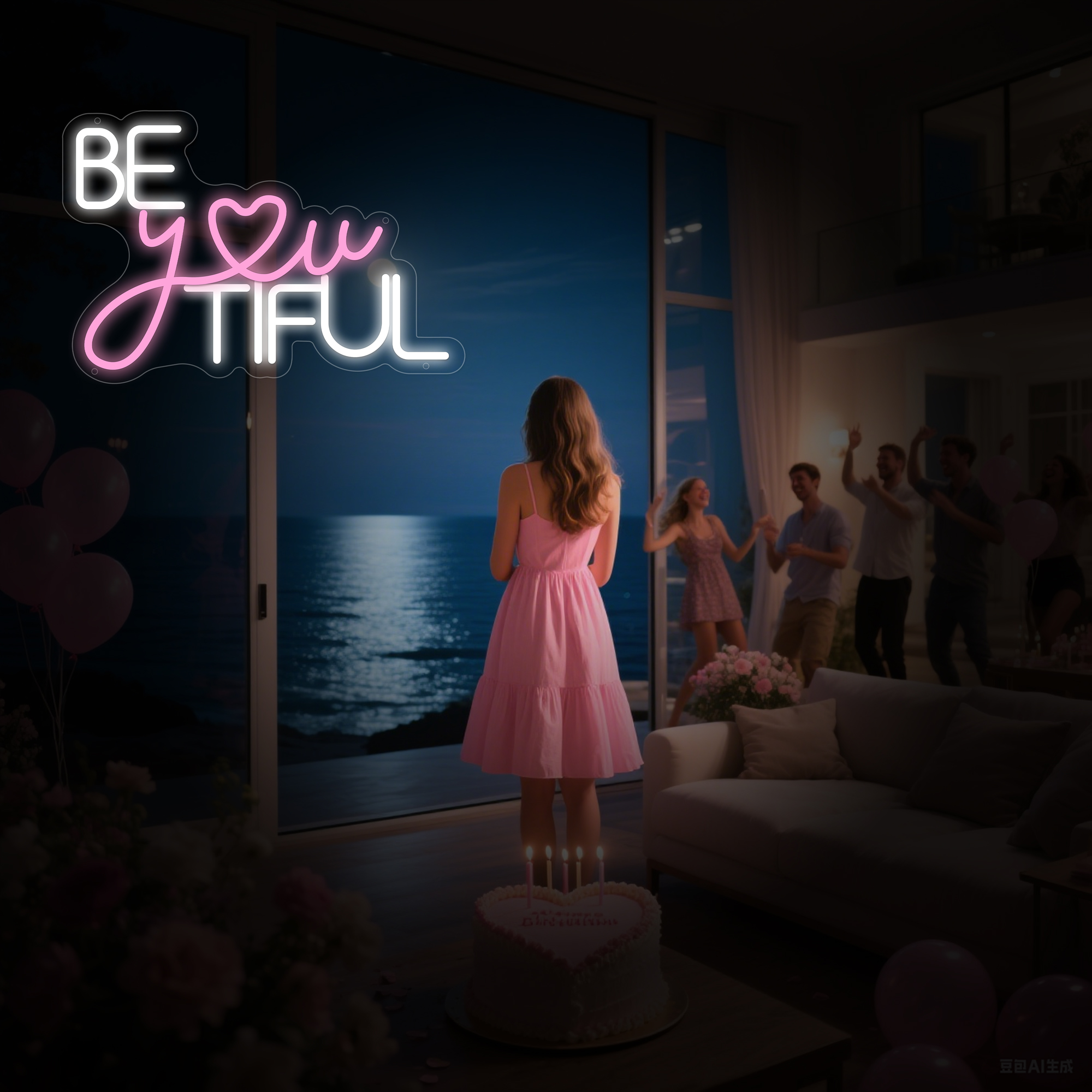 Beautiful Neon Signs for Wall Decor, Beautiful Neon Led Signs for Bedroom Decor Birthday Gift for Teen Girls Light Up Sign for Home, Wedding, Party