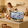 thumbnail image 3 of Renewold Small Appliance Cover for Toaster Oven with Accessory Pockets Stain-Resistant Dust-Proof Microwave Oven Small Appliance Cover Case, 20.5 x 16.5 x 10 Inches, Dandelion Butterfly Violet, 3 of 7