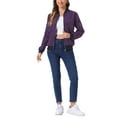 thumbnail image 2 of INSPIRE CHIC Women's Coat Casual Zip Up Bomber Jacket Windbreaker Outerwear with Pockets L Dark Purple, 2 of 6
