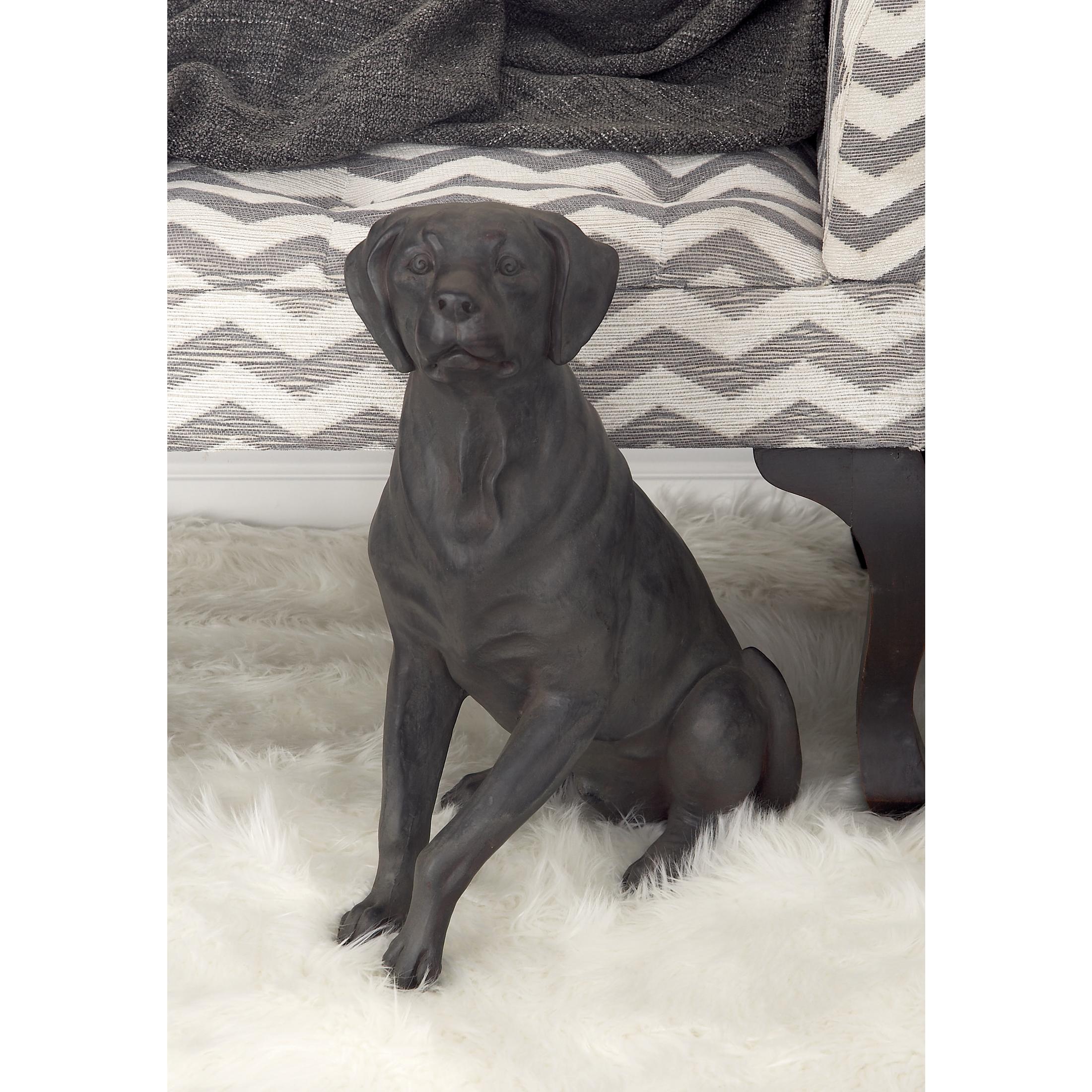 14" x 20" Brown Polystone Dog Sculpture, by DecMode