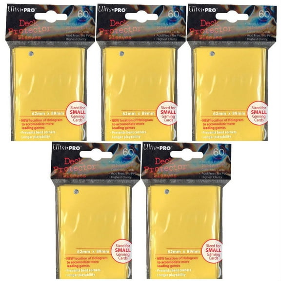 Trading Card Supplies - Ultra Pro DECK PROTECTORS - YELLOW (Lot of 5 - 300 Sleeves Total)(Small)