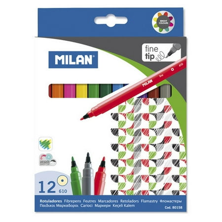 MILAN 80158 MILAN FINE TIPPED WATER-BASED MARKERS 12 COUNT SET