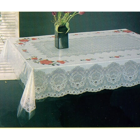 Tablecloth, Floral, Vinyl Printed 60x90 Inches Rectangle, Durable, Spill Proof , Waterproof and Oil Proof