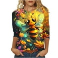 thumbnail image 3 of VBTAPA Women's Bee Shirts 3/4 Sleeves Round Neck 3D Graphic Tees Bee Festival Cute Tops Big Sales Today Multicolor XXXL, 3 of 6