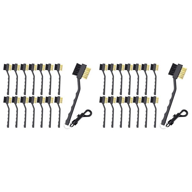 30 Cepillos para Palos de Golf y Limpiador de Ranuras para Palos, Limpiador de Ranuras de Limpieza de Doble Cara con Clips, Color Negro