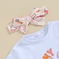 thumbnail image 5 of Bagilaanoe 2Pcs Baby Girl Boy Easter Clothing Sets Toddler Letter Print Short Sleeve T-shirt Tops + Flare Trousers + Headband 6M 12M 18M 24M 3T 4T 5T Kids Pants Set, 5 of 8