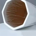 thumbnail image 3 of Macetas de cerámica grandes con bandeja, recta, línea octogonal blanca pura, macetas, suculentas, plantas verdes, cultivo, maceteros simples, 3 of 7
