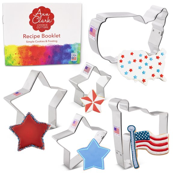 Patriotic 4th of July Steel Cookie Cutter Set, by Ann Clark (5 Count)