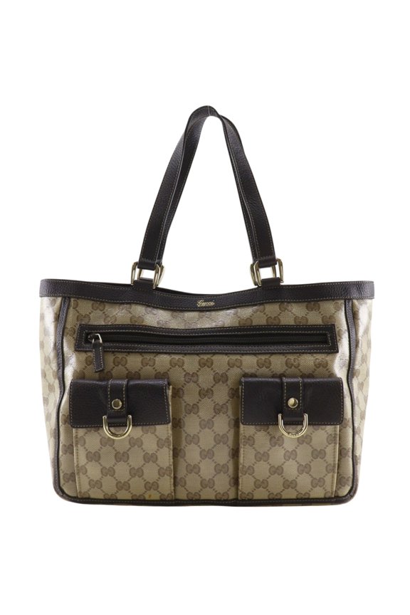Pre-Owned Gucci GG Crystal Tote Bag, Outlet, 268639, PVC, Brown, A4 size, Magnetic closure,...