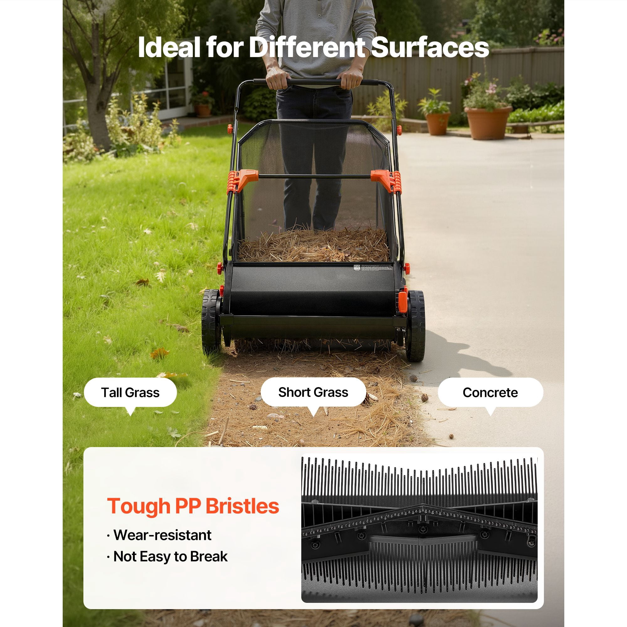 Lawn Sweeper Brush Replacement 3-Pack, V-Shaped Design for 30" Push Lawn Sweepers, Flat-Square Bristle for Acorns and Nuts, Quick-Release Mounting for Easy Installation