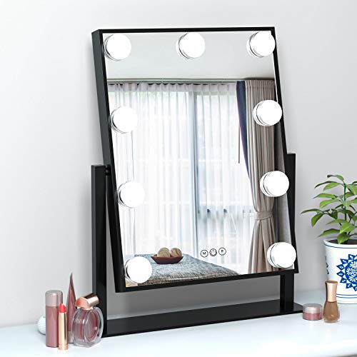 Fenchilin Hollywood Mirror With Light Large Lighted Makeup Vanity Smart Touch Control 3colors Dimable Detachable 10x Magnification 360 Rotation Black Com Fenchilin Hollywood Mirror With Light, Lighted Makeup Mirror Desk