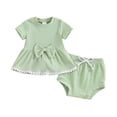 thumbnail image 4 of Gibobby Toddler Girls Baby Girl Summer Short Set Female Cute T-Shirt Tops+Shorts T-Shirt Shorts 2pcs Clothes Outfits,6-12 Months,Light Green, 4 of 4