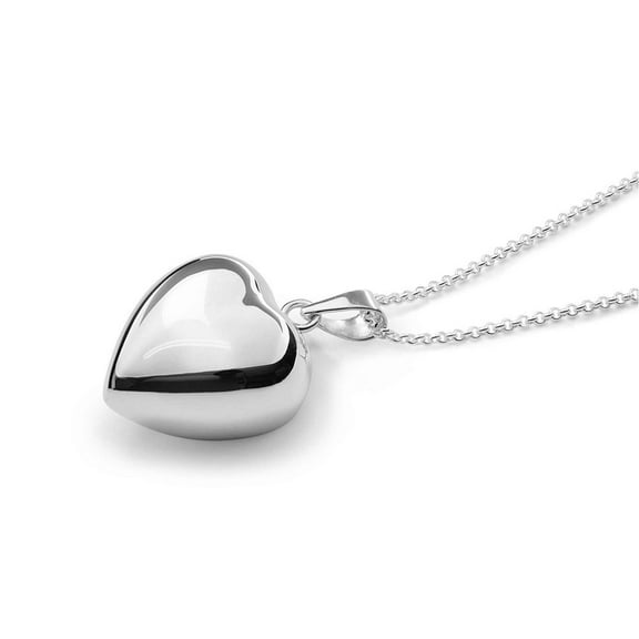 Luxury Sterling Silver Puffy Heart Pendant Necklace with Chime, Anxiety Relief Heart Necklace for Women Sterling Silver