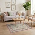 thumbnail image 3 of ODIKA 4'x6' Washable Area Rug Non-Slip, Chair-Friendly, Flatwoven Accessories Botanical Sprigs Plaid Backdrop Vintage Vanity Decorations for Home Office, Under Desk, 3 of 7
