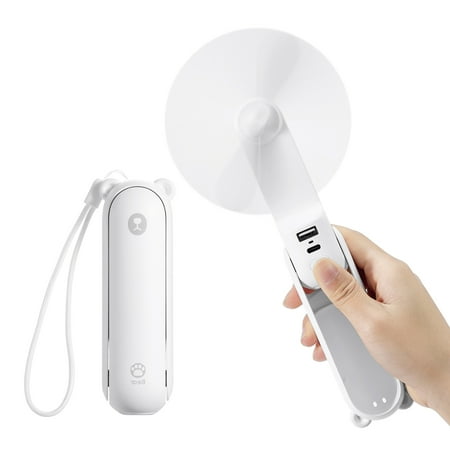 

Amuver Portable Mini Silent Fan Cartoon Bear Handheld Folding Personal Pocket Fan for Home Travel