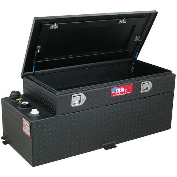 RDS Tanks Liquid Transfer Tank 74026PC DOT Approved; Gasoline or Diesel; Combo; 50 Gallon Capacity; Black; Powder Coated Diamond Tread; Aluminum