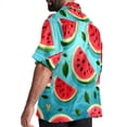 thumbnail image 3 of Watermelon Men's Short Sleeve Printed Button Down Beach, Casual, Poplin Shirts for Summer Vacation, 3 of 6