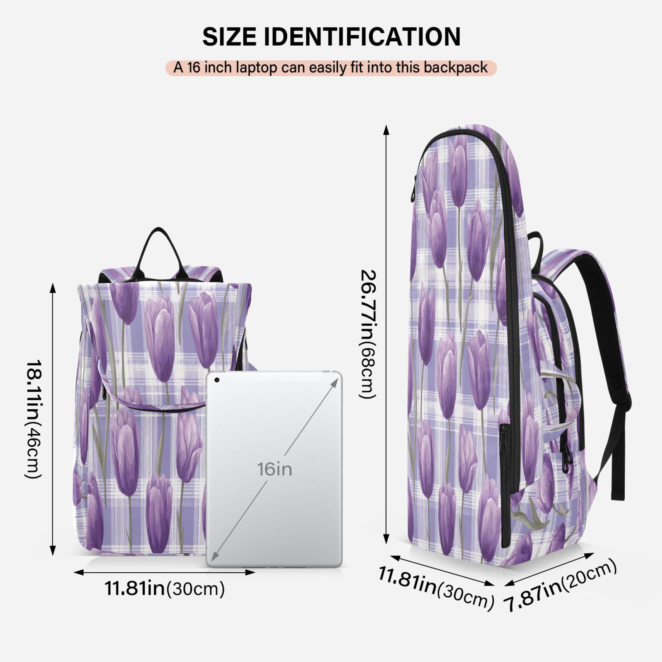 2 Racquet Holder Tennis Backpack Tennis Racket Covers Gym Bags Lovely Lavender Tulip Flowers