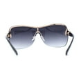 thumbnail image 3 of Womens Oversize Shield Curved Wrap Around Designer Sunglasses Gold Smoke, 3 of 4