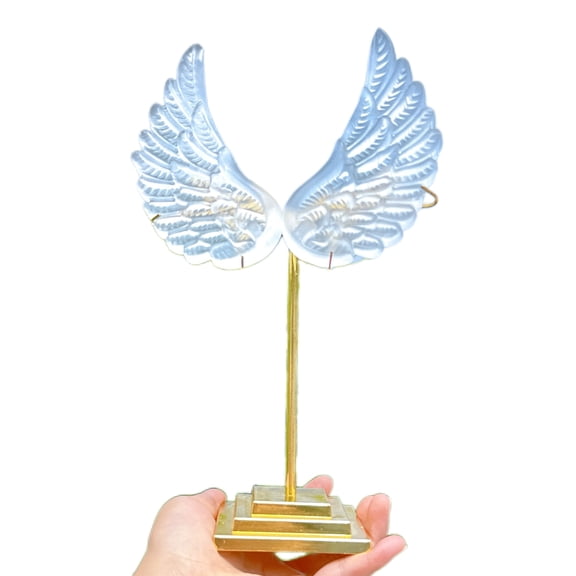 Selenite A pair of Wings Golden Stands,Selenite Angel Wing,Crystals wings,Crystal Healing,Crystal Energy,Home Decoration,Gifts