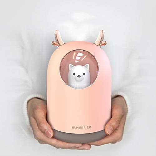 Humidificador de niebla fría con modo de niebla ajustable, tanque de agua de 300 ml que dura hasta 10 horas, cambio de luces LED de 7 colores, hogar, oficina (color rosa) Sincero Hogar