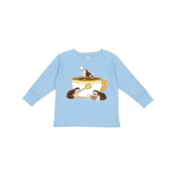 Inktastic Cute Hot Chocolate Hedgehogs Boys or Girls Long Sleeve Toddler T-Shirt