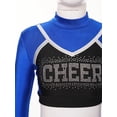 thumbnail image 5 of TiaoBug Kids Girls Sparkle Printed Cheerleading Dance Crop Tops Long Sleeve Tee Shirts Cheer Leader Uniform Dance Costume Blue 10, 5 of 7