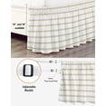 thumbnail image 3 of Sage Green Striped Wrap Around Bed Skirts for California King Bed 18" Drop,Bed Skirt with Adjustable Elastic Belt Dust Ruffle Bed Valance Rustic Green Stripe Modern Art Beige Bed Frame Cover, 3 of 7