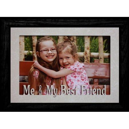 Black Laser Cut 5X7 Jumbo ~ Me & My Best Friend Landscape Picture Frame ~ Laser Cut Cream Marbled Matboard With Frame (Black) ()